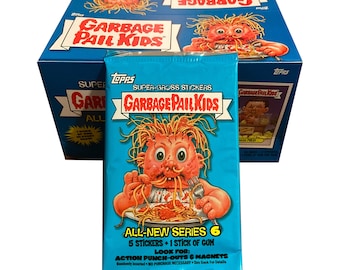 1 pack of Garbage Pail Kids All-New Series 6 vintage trading card stickers. 5 cards per pack. Random special inserts. Topps.