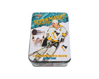 Super Mario! set of 5 all-metal collector cards featuring Pittsburgh Penguins legend Mario Lemieux #66. Metallic Impressions 1996. NHL