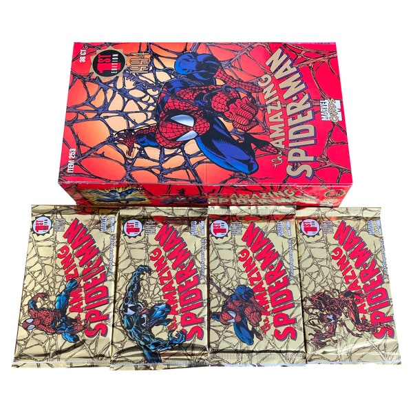 1 pack of The Amazing Spider-Man vintage trading cards. You choose wrapper style! 1st Edition 1994. Released by Fleer. Hard to find!