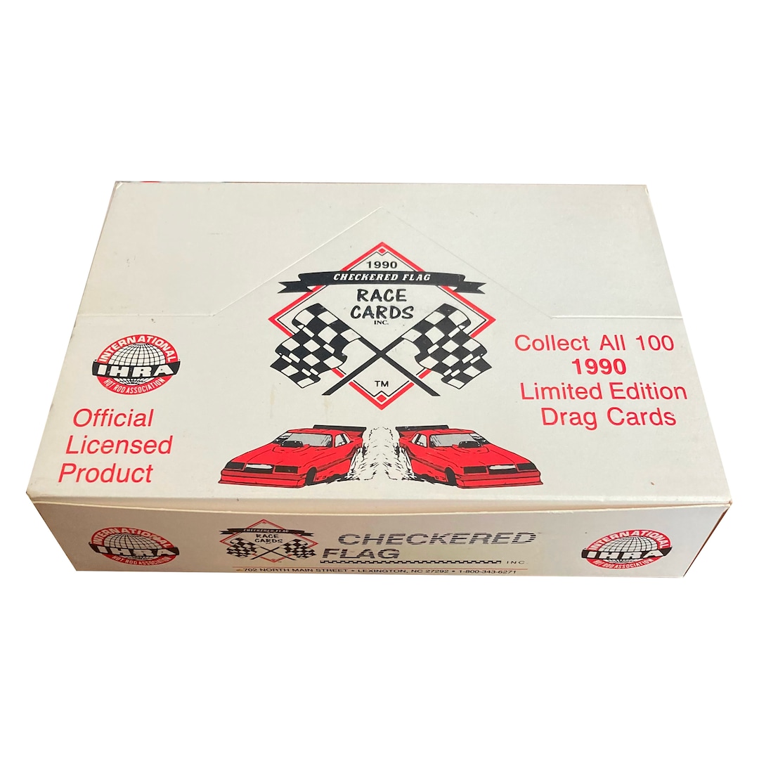 Complete Box of 1990 Checkered Flag Limited Edition Drag Race Cards. 36 ...