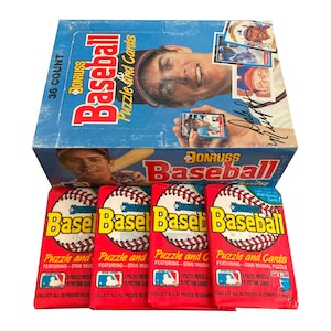 4 confezioni di figurine da baseball vintage Donruss del 1988. Con il puzzle Stan Musial. 15 carte + 3 pezzi del puzzle per confezione. Collezionali tutti!