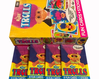 4 Packs Troll Doll Trading Cards Russ by Topps Dam Troll Wishnik