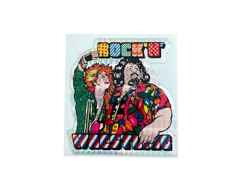 Cyndi Lauper & Captain Lou Albano Rock 'n' Wrestling vintage 1980s prism vending machine sticker. Very rare. Measures 2.75" x 3". Nice!