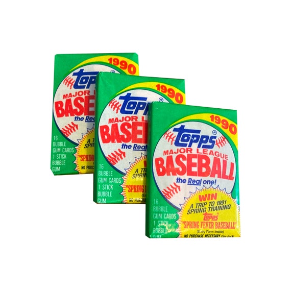 3 Packs of 1990 Topps Baseball Cards. 16 Picture Cards per Vintage 