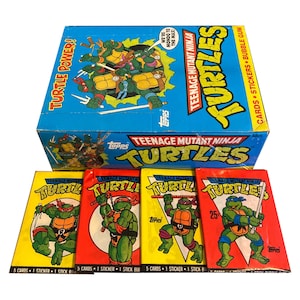 4 Packungen Teenage Mutant Ninja Turtles Sammelkarten. 5 Karten und 1 Sticker pro Packung. Mondo zum max! TMNT. Topps 1989.