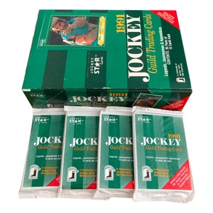 4 Packungen mit 1991 Jockey Gilden Sammelkarten. 12 Karten pro Packung. Legenden, Gesellen & Lehrlinge. Jockey Sternkarten 1991.