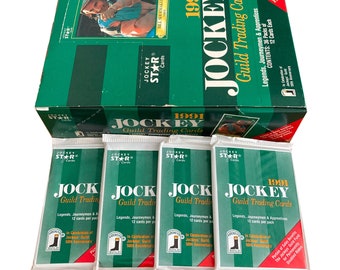 4 packs of 1991 Jockey Guild vintage trading cards. 12 cards per pack. Legends, Journeymen & Apprentices. Jockey Star Cards 1991.