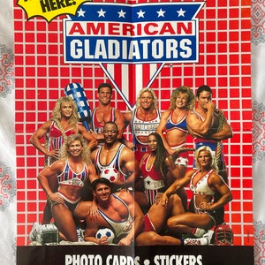 Poster vintage da collezione "American Gladiators" in ottime condizioni. Misura 25,4 x 35,6 cm. Raro! Bellissimo pezzo da collezione! Topps 1991.