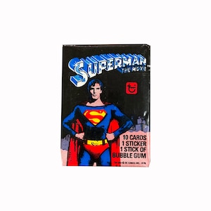 Superman The Movie 1e serie vintage waxpakket. 10 kaarten en 1 sticker. Topps 1978. Over het algemeen uitstekende staat. Leuk!