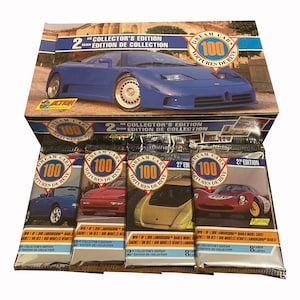 4 confezioni da 100 carte collezionabili vintage Dream Cars 2nd Collector's Edition. 8 carte per confezione. Action/Panini 1992.