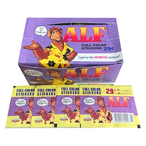4 packs of vintage ALF stickers. Very rare full-color stickers released by Diamond Publishing in 1987. Hey, no problem!