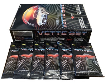 6 packs of Vette Set premium Corvette trading cards. '53 to '96. 10 cards per pack. Mario Andretti autograph cards randomly inserted!