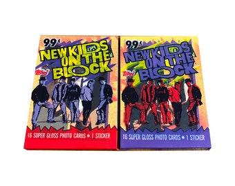2 jumbo packs of New Kids On the Block vintage trading cards. 16 photo cards + 1 sticker per pack. Topps 1989. Collect them all!