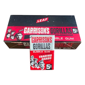 Garrison&#39;s Gorillas vintage wax pack. Action packed trading cards inside! Excellent overall condition. Leaf 1967.