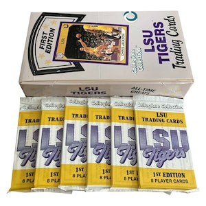 6 Packungen von LSU Tigers ""All-Time Greats"" Vintage Sammelkarten." Erste Ausgabe. 8 Karten pro Packung. Kollegiatssammlung 1990.