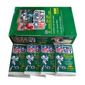 4 packs of 1990 Pro Set NFL Football cards Series 1. 14 cards per pack. Lots of classic NFL stars! Pro Set 1990. Collect them all!
