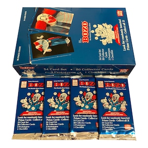 4 pacotes de cards colecionáveis vintage do Palhaço Bozo. O palhaço mais famoso do mundo! 9 cards por pacote. Colecione todos os 54! Lime Rock 1994.
