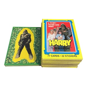 Juego completo de Harry y los Henderson de 77 cartas y 22 pegatinas en excelentes condiciones. Topps 1987. ¡El mejor trabajo de John Lithgow!