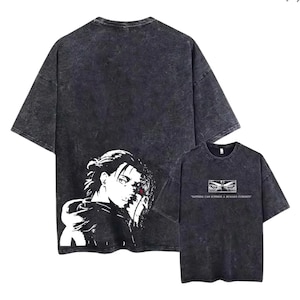 AOT Anime Oversize Washed T-Shirt, Anime Japanese Shirt, Vintage Anime Shirt,Manga Shirt, Retro and Vintage Style, Gift for him,Gift for her