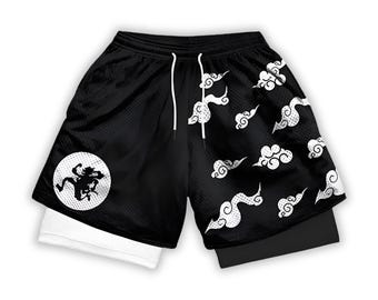 Men's Anime Gym Shorts 2 in 1 | Workout Training Shorts | Otaku Fitness Wear | Anime Gift for Him or Her