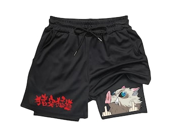 Anime Gym Shorts 2 in 1 | Workout Training Shorts | Otaku Fitness Wear | Anime Gift for Him or Her