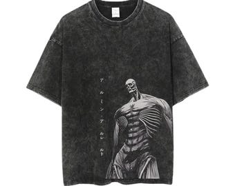 AOT Anime Oversize Washed T-Shirt, Anime Japanese Shirt, Vintage Anime Shirt,Manga Shirt, Retro and Vintage Style, Gift for him,Gift for her