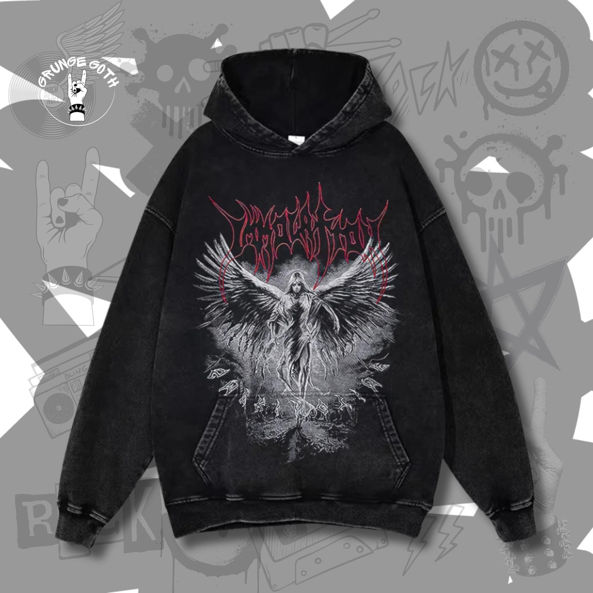 Washed Skull Angel Grunge Gothic Hoodie Alternative 90s Aesthetic Clothing, Gothic Sweatshirt, Grunge, Punk, Gothic - Etsy Washed Skull Angel Grunge Gothic Hoodie Alternative 90s Aesthetic Clothing, Gothic Sweatshirt, Grunge, Punk, Gothic - Etsy