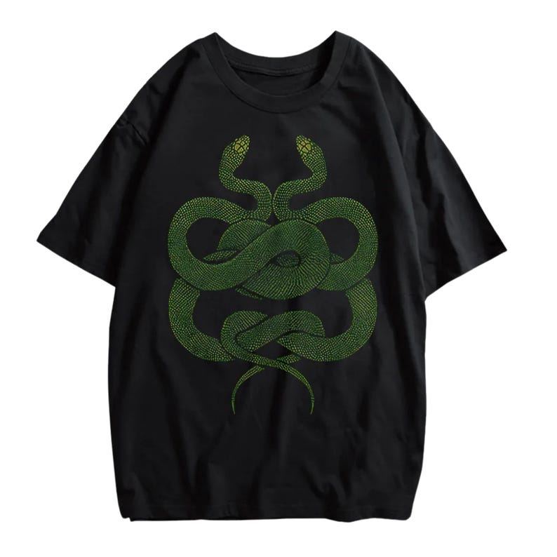 Grunge 90s Baggy Y2K Snakes Print Shirt Aesthetic Retro Gothic