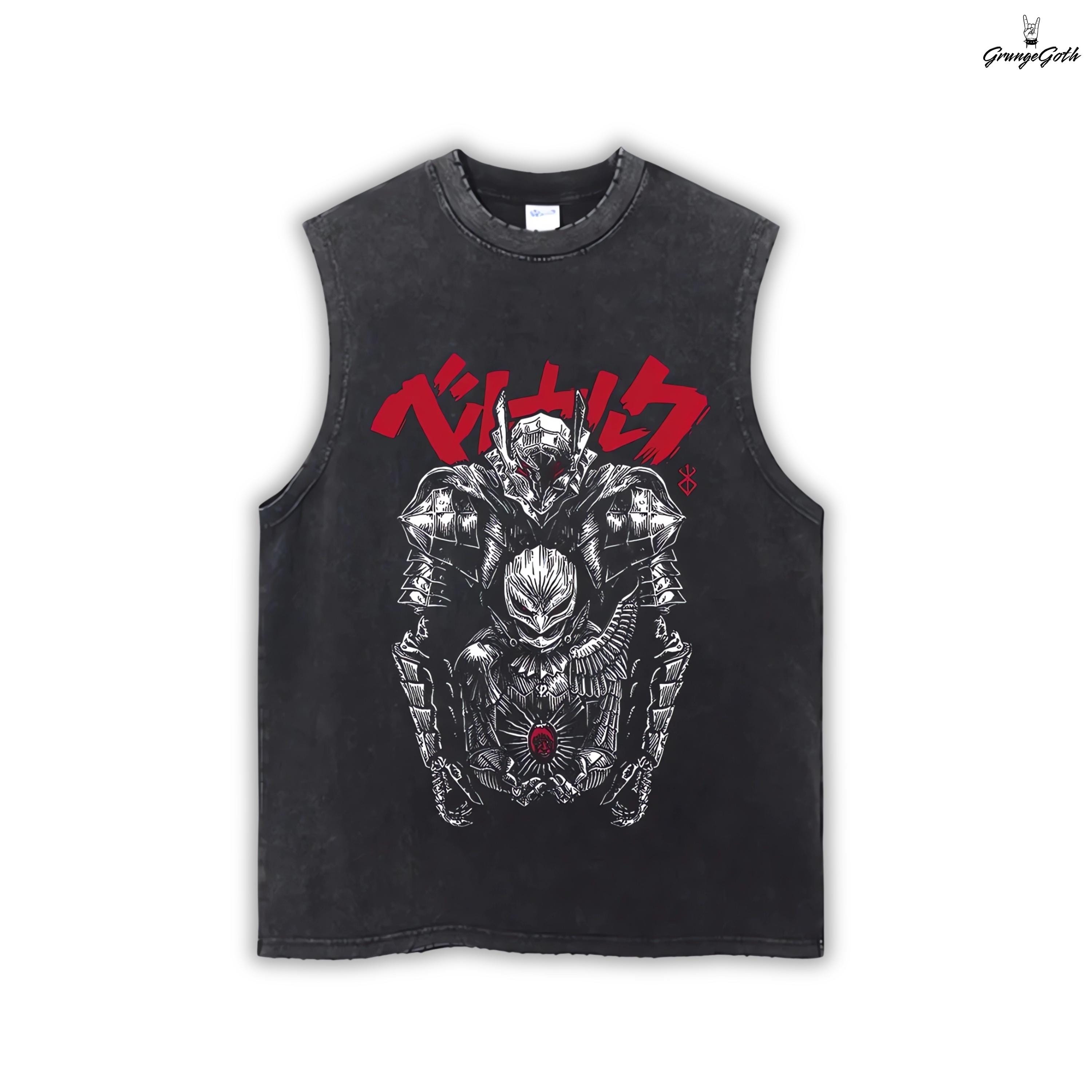 Vintage Washed Anime Tank Top | Oversized Gym Streetwear