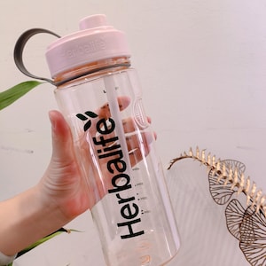 Botella de agua portátil con pajita de 1000 ml de HERBALIFE con nombre personalizado, para viaje, con correa suave, para regalo de Gmy