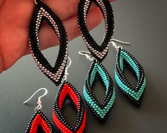 Boucles d'oreilles pendantes faites main avec perles de rocaille, bijoux géométriques bohèmes