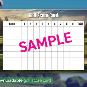 Tarjeta de puntuación de golf a6 9 hoyos a color Descarga instantánea Diseño imprimible golf DESCARGA INMEDIATA Tarjeta de golf imprimible Día de golf D7