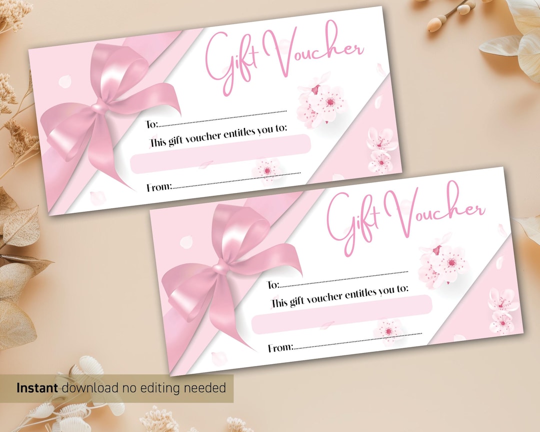 Beauty Gift Voucher, Nail Salon Gift Card, Printable Gift Card, Birthday Gift Certificate, Gift ...