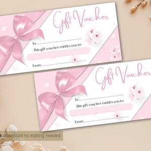 Vale de regalo de belleza, tarjeta de regalo de salón de uñas, tarjeta de regalo imprimible, certificado de regalo de cumpleaños, plantilla de cupón de regalo imprimible 8.5 x 11 y A4 23