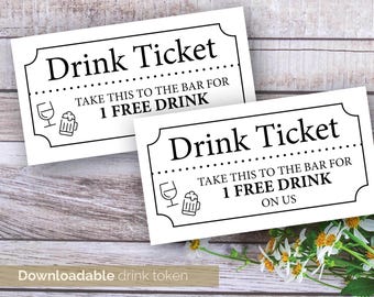 Printable Party Drink Tickets | Drink Voucher Template | Wedding Party Drink Tokens | Office Party Drink Tickets a4 and 8.5 x 11 UK US sizes