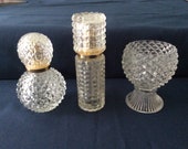Avon Cut Glass Perfume Spray Bottles And Votive Candleholder