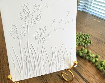 3D Embossed Floral Card Set: Handmade Blank Note Cards Dandelion cards