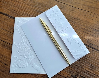 Embossed Floral Card Set: Handmade Blank Note Cards