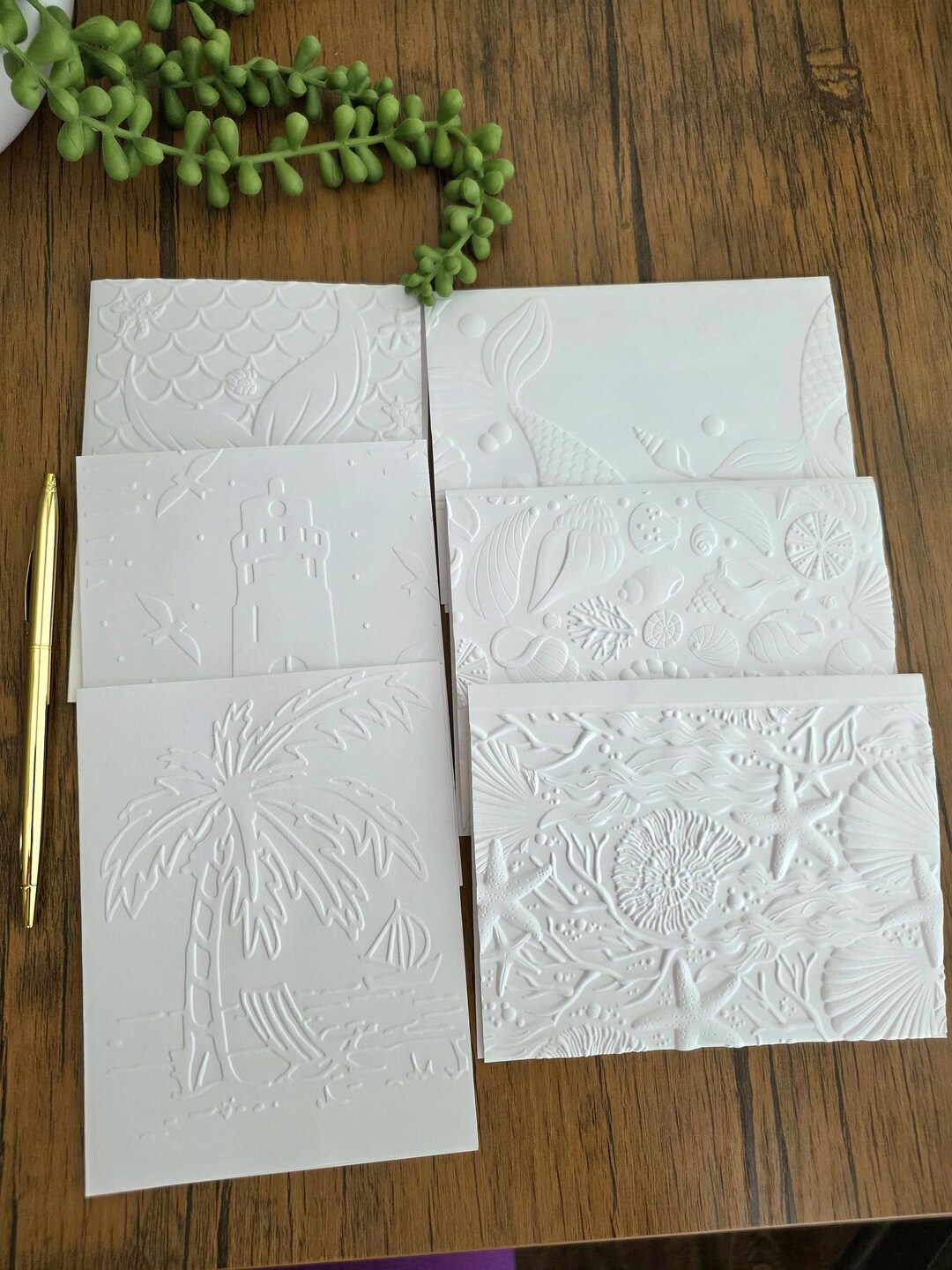 3D Embossed Card Set: Handmade Blank Note Cards Beach Themed Cards - Etsy
