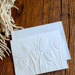 Embossed Tulip Card Set: Handmade Floral Note Cards
