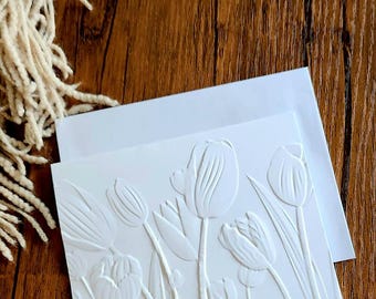 Embossed Tulip Card Set: Handmade Floral Note Cards