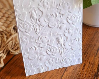 Embossed Floral Card Set: Handmade Blank Note Cards