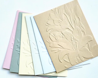 Embossed Floral Card Set: Neutral Shades Blank Note Cards