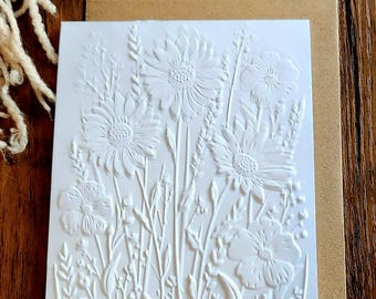 Embossed Wildflower Card Set: Handmade Floral Note Cards