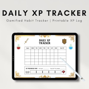 Daily XP Tracker | Printable RPG Habit Tracker | Gamified Productivity PDF | Level-Up Planner Sheet | Nerdy Digital Download