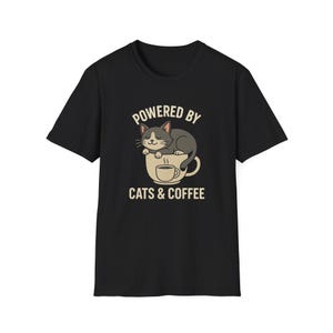 Cats and Coffee T-Shirt - Cute Funny Cat Lover Gift, Coffee Lover Tee
