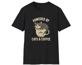 Cats and Coffee T-Shirt - Cute Funny Cat Lover Gift, Coffee Lover Tee
