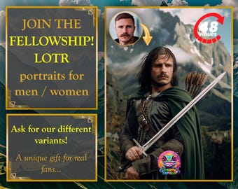 Custom Middle-Earth portrait from photo; personalized fantasy portrait for men and women; | Canvas & poster | Unique gift for fans.