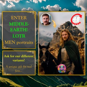 Custom Rohan portrait from photo for men; Elf warrior | Canvas & poster | Dwarf portrait;man custom Middle-Earth portrait;f antasy portrait