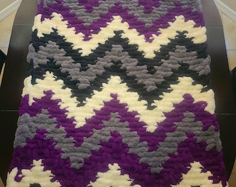 FREE SHIPPING: Velvet Voltage- Hand Knitted Chenille Throw (34" x 58")
